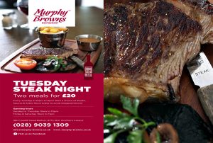 Two Steaks at Murphy Browns Restaurant Belfast