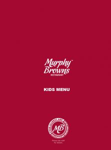 Menu Cover at Murphy Browns Restaurant Belfast